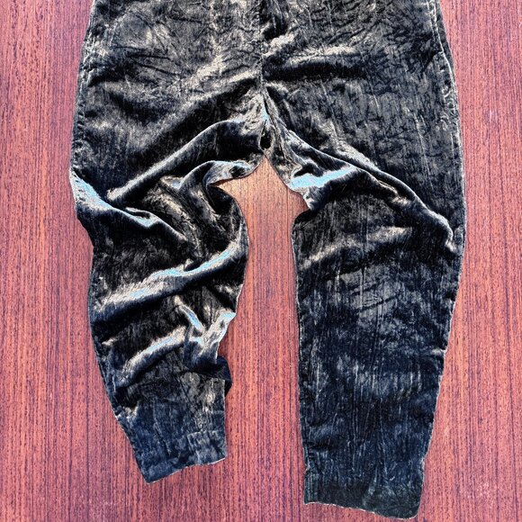 Anthropologie Ett:TWA Dark Green Velvet Elastic Waist Cropped Pull On Pants - Picture 8 of 8